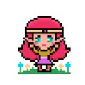 Cute pixel anime elf girl, fantasy character