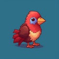 Cute Pixel Art Bird Vector - Detailed Character Design Inspired By Minecraft