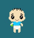 Cute pixel baby boy image for game assets