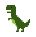 Cute Pixel Dinosaur Isolated on White Background