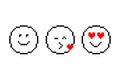 Cute pixel emoticons. Smile icons. Set of Emoji. Pixel art icons. Vector illustration. EPS 10.