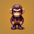 Cute Pixel Monkey Character: Minecraft-inspired Chimp Pixel Art