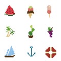 Pixel summer icons