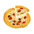 Cute Pizza Mushrooms Junkfood Illustration Vector Clipart