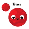 Cute planet. Cartoon Mars. Vector space clip art for kids and children Royalty Free Stock Photo