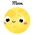 Cute planet. Cartoon Moon. Vector space clip art for kids and children Royalty Free Stock Photo