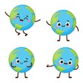 Cute planet earth character set