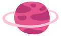 Cute planet with ring. Hand drawn color space body