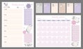 Cute planner templates.Planners for the day, week, month, to-do list and place for notes. calendar for the month, organizer diary