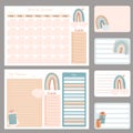 Cute planner templates - for day, week, month, to-do list. Scandinavian style organizer and schedule with notes and to