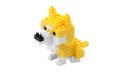 Cute plastic building blocks dog on a white background with clip Royalty Free Stock Photo