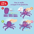 Cute Plasticine Octopus Step Instruction for Kid Royalty Free Stock Photo