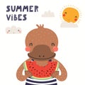 Cute platypus in summer