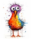 A Cute, Playful Cartoon Bird With a Big Beak and Blurry Eyes