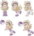 Cute playful cartoon blonde girl