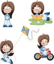 Cute playful cartoon girl