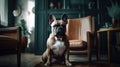 French Bulldog in a Cafe - Funny Pose