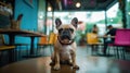 French Bulldog in a Cafe - Funny Pose