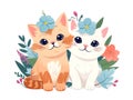 Cute playful kittens isolated on white, illustration generated by ai