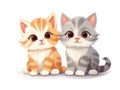 Cute playful kittens isolated on white, illustration generated by ai