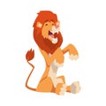 Cute Playful Lion, Mammal Jungle Animal Character Cartoon Vector Illustration Royalty Free Stock Photo