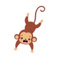 Cute Playful Monkey with Long Tail Leaping and Jumping Vector Illustration