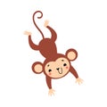 Cute Playful Monkey with Long Tail Leaping and Jumping Vector Illustration