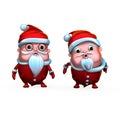 Cute playful Santa Clauses, isolated on white background 3D rendering