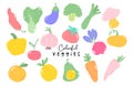 Cute Playful Vibrant Colorful Vegetable Collection Illustration Clipart Vector Doodle Character Organic Healthy Fresh