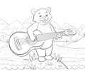 Coloring page,book a cute playing ratton image for children,line art style illustration for relaxing.