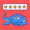 Cute Plesiosaurus giving five stars review cartoon character vector illustration