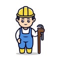 Cute plumber guy mascot design illustration vector