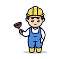 Cute plumber guy mascot design illustration vector