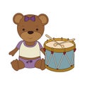 Cute plush doll with drum icon Royalty Free Stock Photo