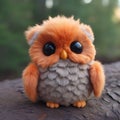 cute plush owl with orange head and wings