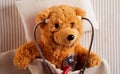 Cute plush teddy bear using a stethoscope Royalty Free Stock Photo