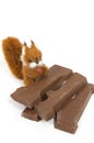 Cute plushy squirrel with a chocolate letter