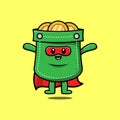 Cute pocket superhero character flaying