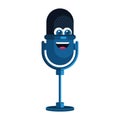 Cute podcast microphone character Vector