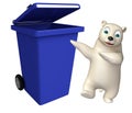 Cute Polar bear cartoon character with dustbin Royalty Free Stock Photo