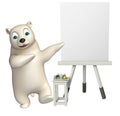 Cute Polar bear cartoon character with easel board Royalty Free Stock Photo
