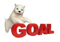 Cute Polar bear cartoon character with goal sign Royalty Free Stock Photo