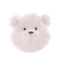 Cute polar bear head, plush toy, vector watercolor illustration for postcard, kids poster, t-shirt print. Boho drawing Royalty Free Stock Photo