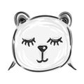 cute polar bear head vector illustration, cartoon style. Hand drawn portrait for t-shirt graphics and other uses Royalty Free Stock Photo