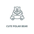 Cute polar bear  line icon, vector. Cute polar bear  outline sign, concept symbol, flat illustration Royalty Free Stock Photo