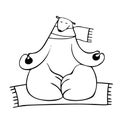 cute polar bear meditating, vector clipart, funny animal illustration