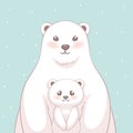 Cute polar bear mom and her baby character design. Royalty Free Stock Photo