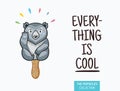 Cute polar bear popsicle illustration. Vector ice cream