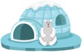 Cute polar bear sitting infront of igloo Royalty Free Stock Photo