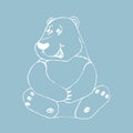 Cute polar bear sketch. Vector chalk baby drawn.